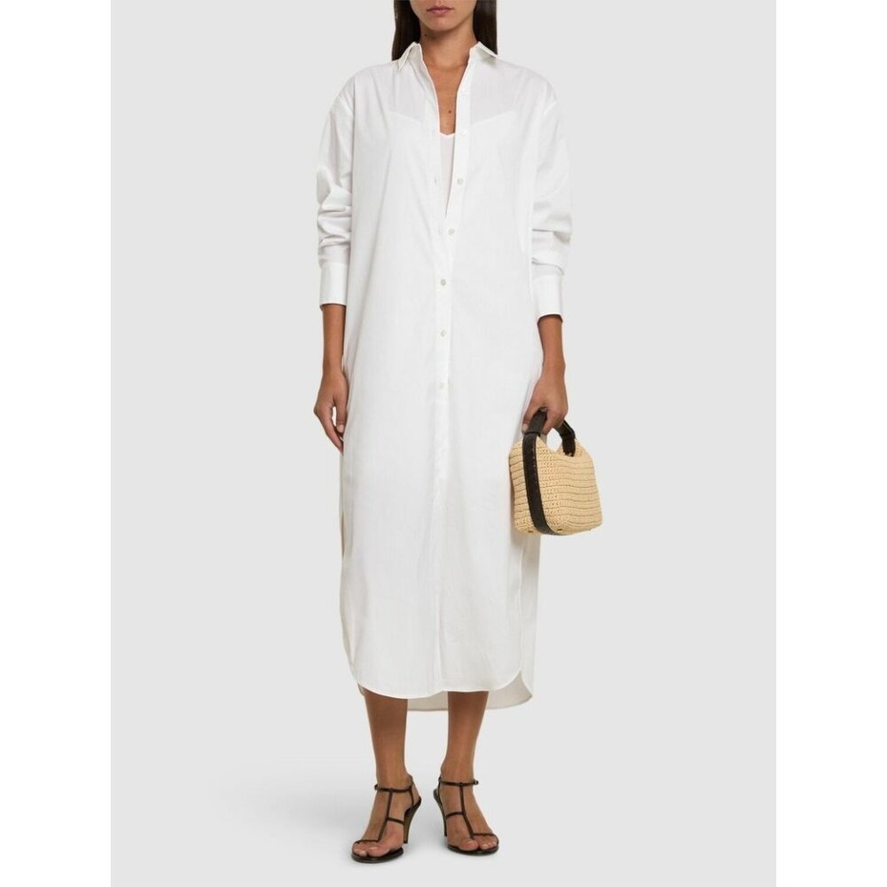 THEORY Cotton Blend white Poplin Midi Shirt Dress Size S NWOT